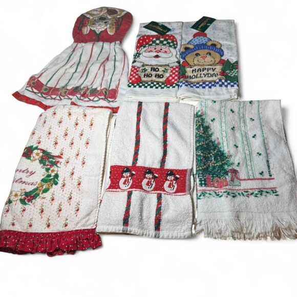 Vtg Christmas Towels Lot of 6 - Picture 1 of 7